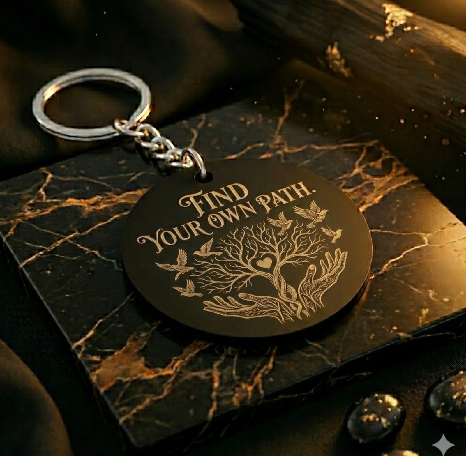 Custom Engraved Premium Black Acrylic Keychain