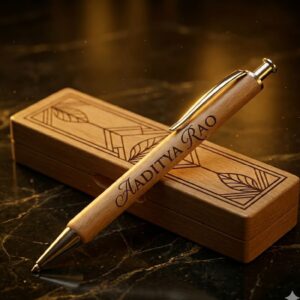 Custom Engraved Eco Signature Wooden Pen with Case