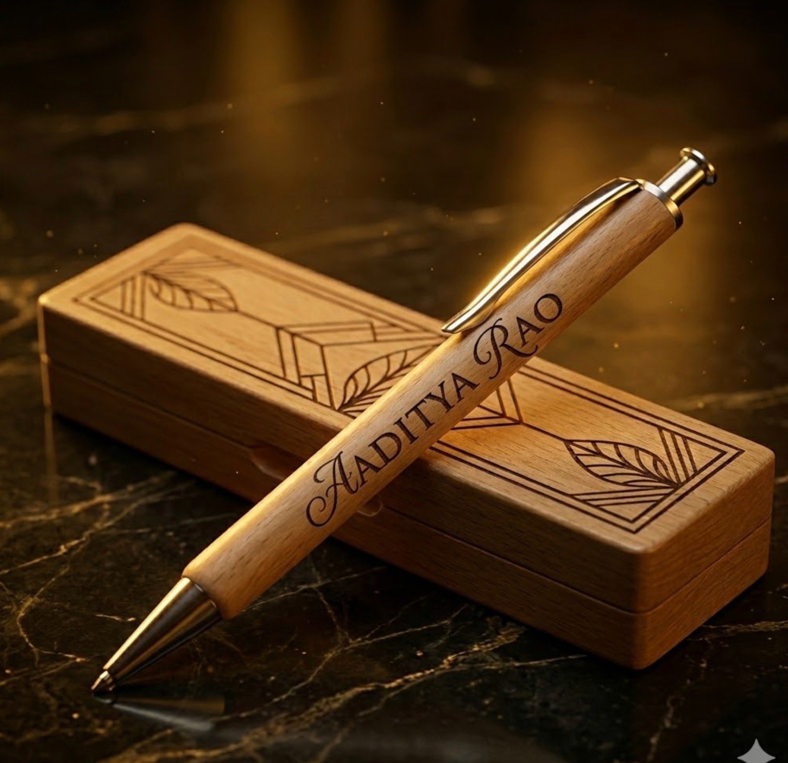 Custom Engraved Eco Signature Wooden Pen with Case