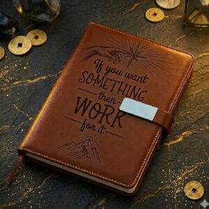 Custom Engraved Premium Brown Faux Leather Diary (A5)