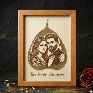 Custom Engraved Natural Leaf Art Wooden Frame (5x7 Inch)