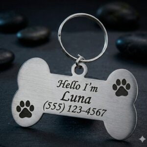 Custom Engraved Stainless Steel Pet ID Tag (Bone Shape)