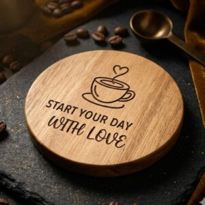 Custom Engraved Natural Wood Coffee Coaster (1 pc)