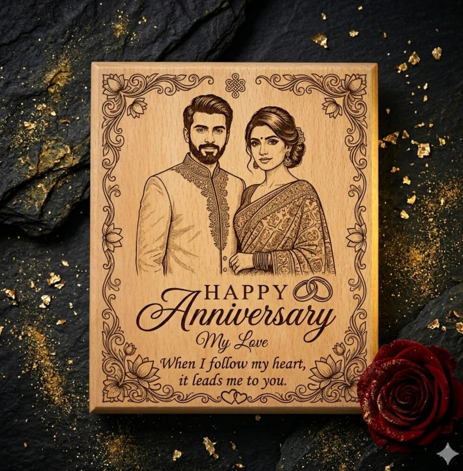 Custom Engraved Wooden Photo Plaque (5x4 Inch)